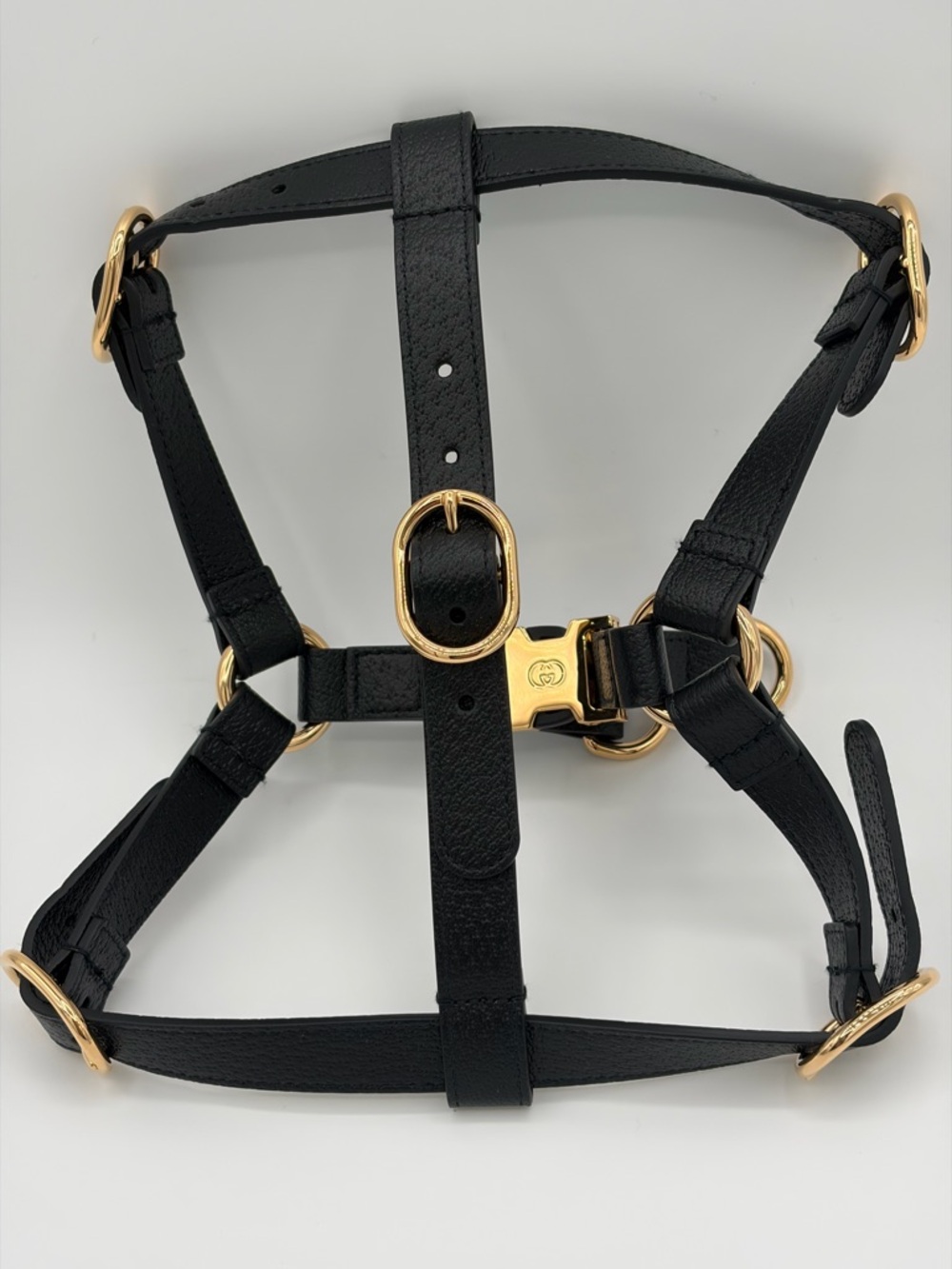 GUCCI Demetra Leather Dog Harness Black Gold Medium Excellent/ Never Used✨🐕